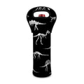 Black And White Dinosaur Fossil Print Single Neoprene Wine Tote