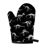 Black And White Dinosaur Fossil Print Single Oven Mitt