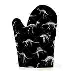 Black And White Dinosaur Fossil Print Single Oven Mitt