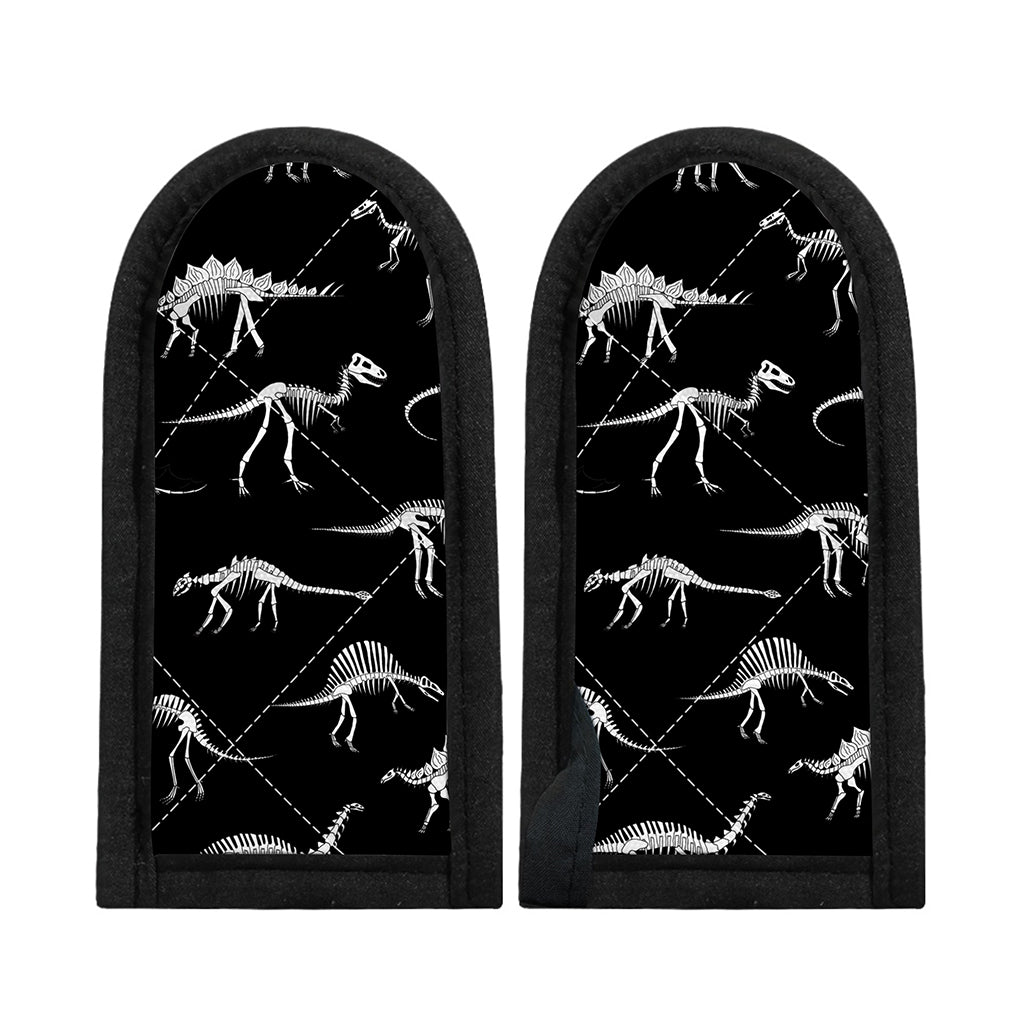 Black And White Dinosaur Fossil Print Skillet Handle Cover