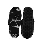 Black And White Dinosaur Fossil Print Slippers