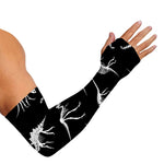 Black And White Dinosaur Fossil Print Sun Protection Arm Sleeves