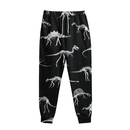 Black And White Dinosaur Fossil Print Sweatpants