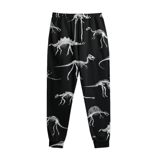 Black And White Dinosaur Fossil Print Sweatpants