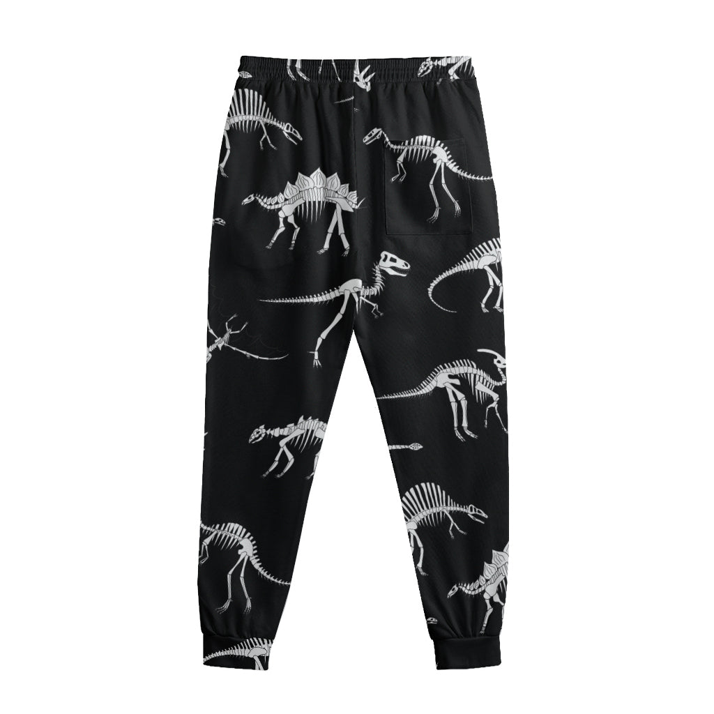 Black And White Dinosaur Fossil Print Sweatpants
