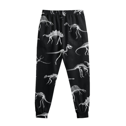 Black And White Dinosaur Fossil Print Sweatpants