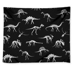Black And White Dinosaur Fossil Print Tapestry