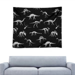 Black And White Dinosaur Fossil Print Tapestry