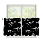 Black And White Dinosaur Fossil Print Tier Curtains