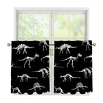 Black And White Dinosaur Fossil Print Tier Curtains