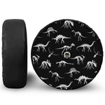 Black And White Dinosaur Fossil Print Tire Cover With Camera Hole