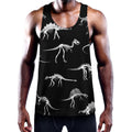 Black And White Dinosaur Fossil Print Men's Workout Tank Top