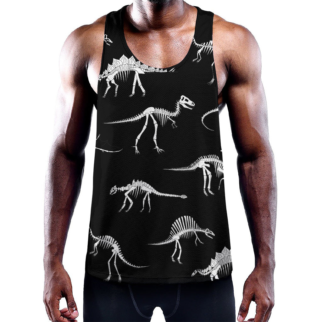 Black And White Dinosaur Fossil Print Training Tank Top