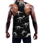 Black And White Dinosaur Fossil Print Training Tank Top