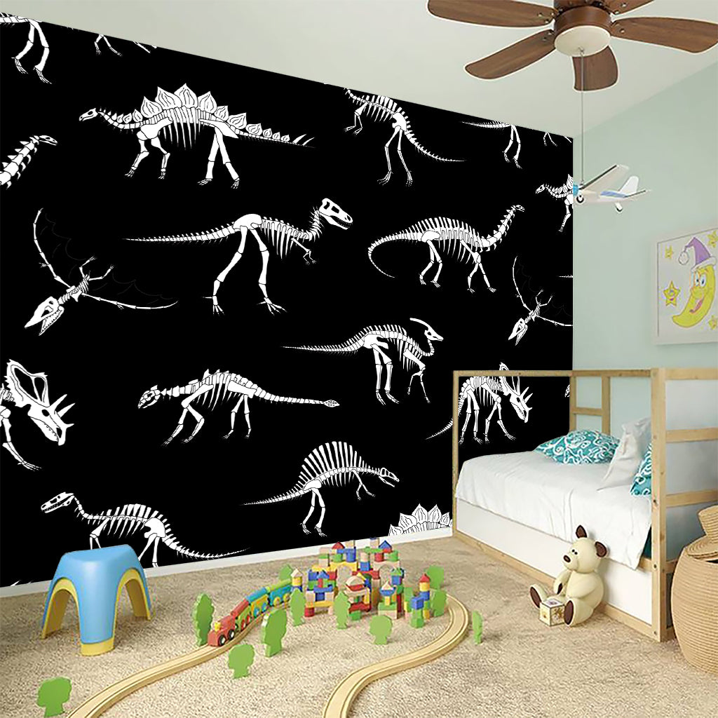 Black And White Dinosaur Fossil Print Wall Sticker