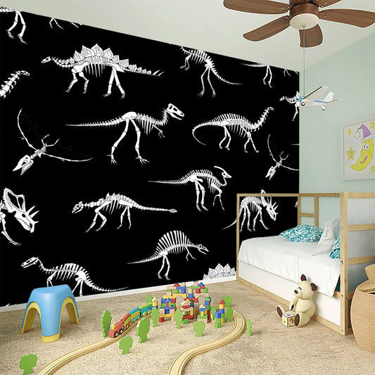 Black And White Dinosaur Fossil Print Wall Sticker