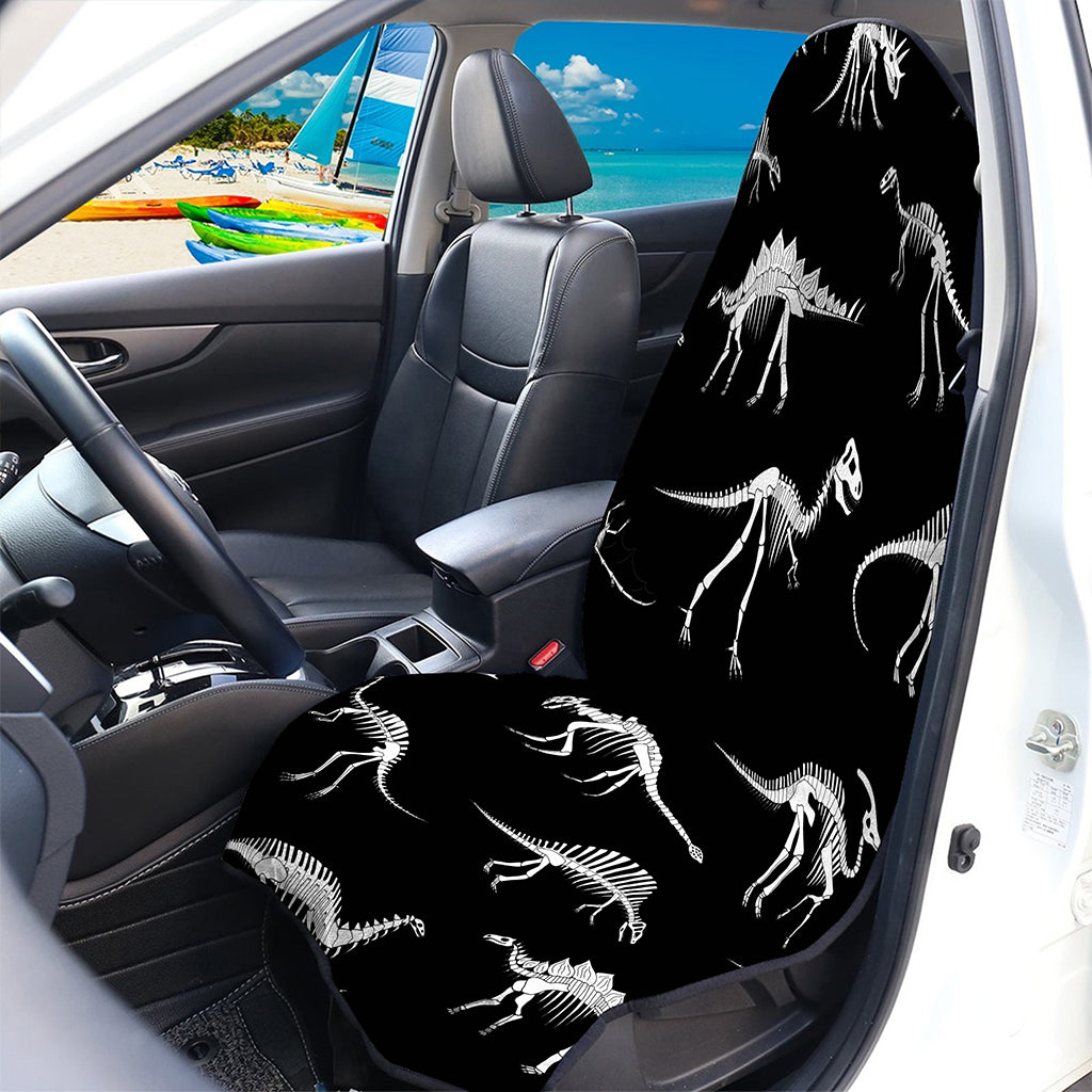 Black And White Dinosaur Fossil Print Waterproof Car Seat Cover