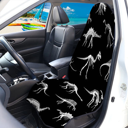 Black And White Dinosaur Fossil Print Waterproof Car Seat Cover