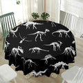 Black And White Dinosaur Fossil Print Waterproof Round Tablecloth
