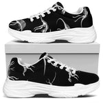 Black And White Dinosaur Fossil Print White Chunky Shoes