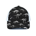 Black And White Dinosaur Fossil Print White Mesh Trucker Hat