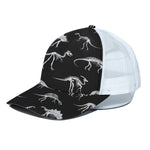 Black And White Dinosaur Fossil Print White Mesh Trucker Cap