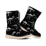 Black And White Dinosaur Fossil Print Winter Boots