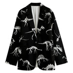 Black And White Dinosaur Fossil Print Women's Blazer