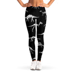 Black And White Dinosaur Fossil Print Women's Leggings