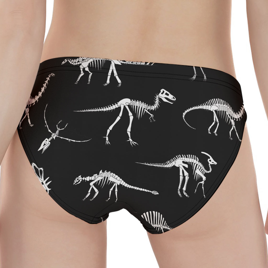 Black And White Dinosaur Fossil Print Women's Panties