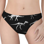 Black And White Dinosaur Fossil Print Women's Thong