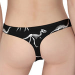 Black And White Dinosaur Fossil Print Women's Thong