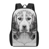 Black And White Drawing Beagle Print 17 Inch Backpack
