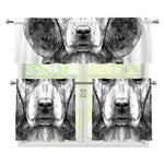 Black And White Drawing Beagle Print 3 Piece Kitchen Curtains