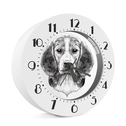 Black And White Drawing Beagle Print Alarm Clock