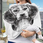 Black And White Drawing Beagle Print Baby Seat Cover