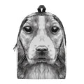 Black And White Drawing Beagle Print School Backpack