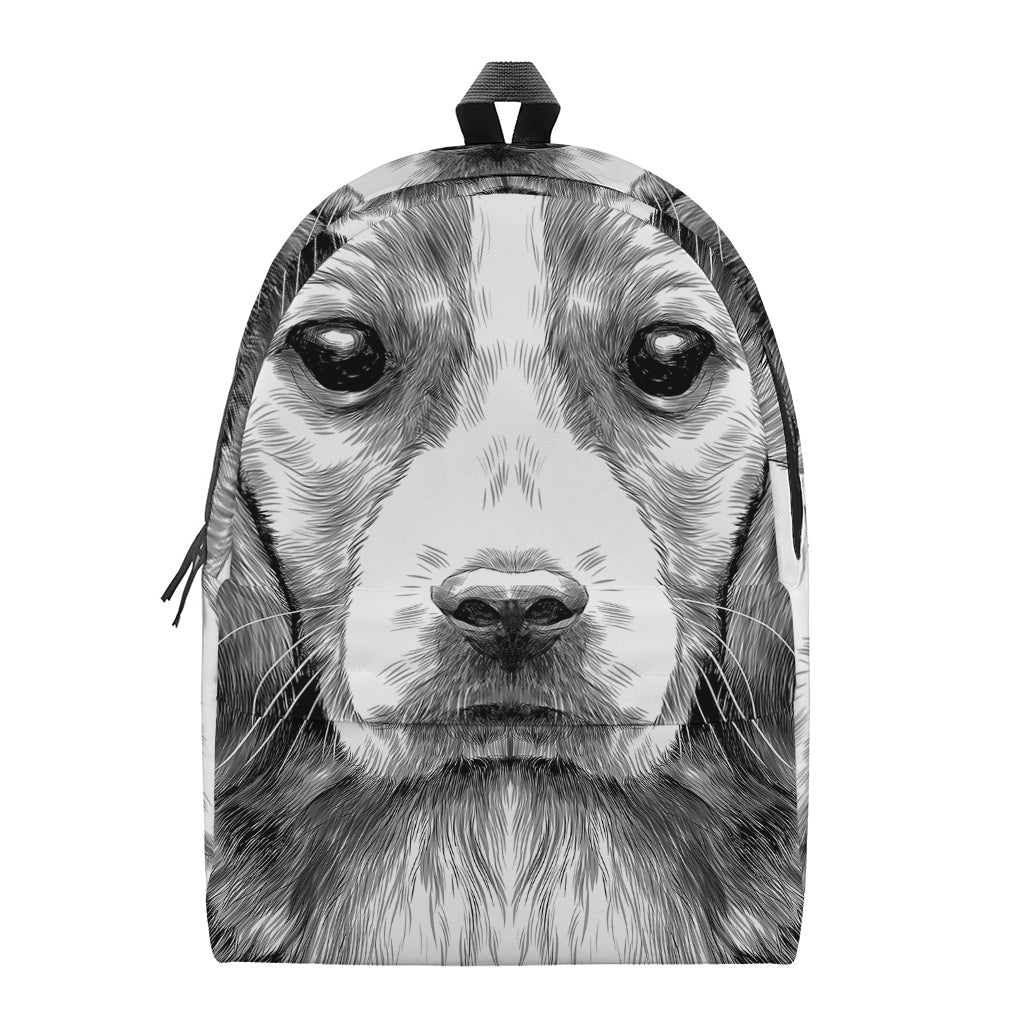 Black And White Drawing Beagle Print Backpack