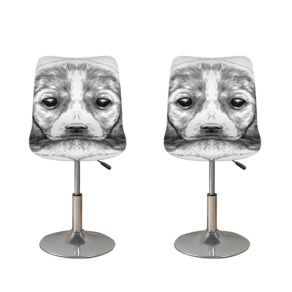Black And White Drawing Beagle Print Bar Stool Covers