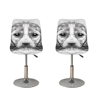 Black And White Drawing Beagle Print Bar Stool Covers