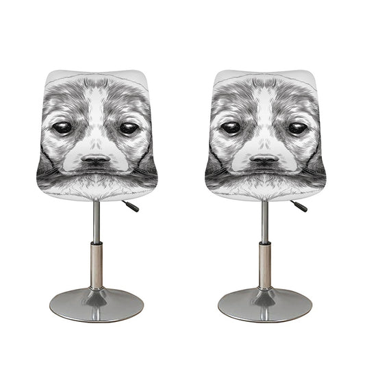 Black And White Drawing Beagle Print Bar Stool Covers