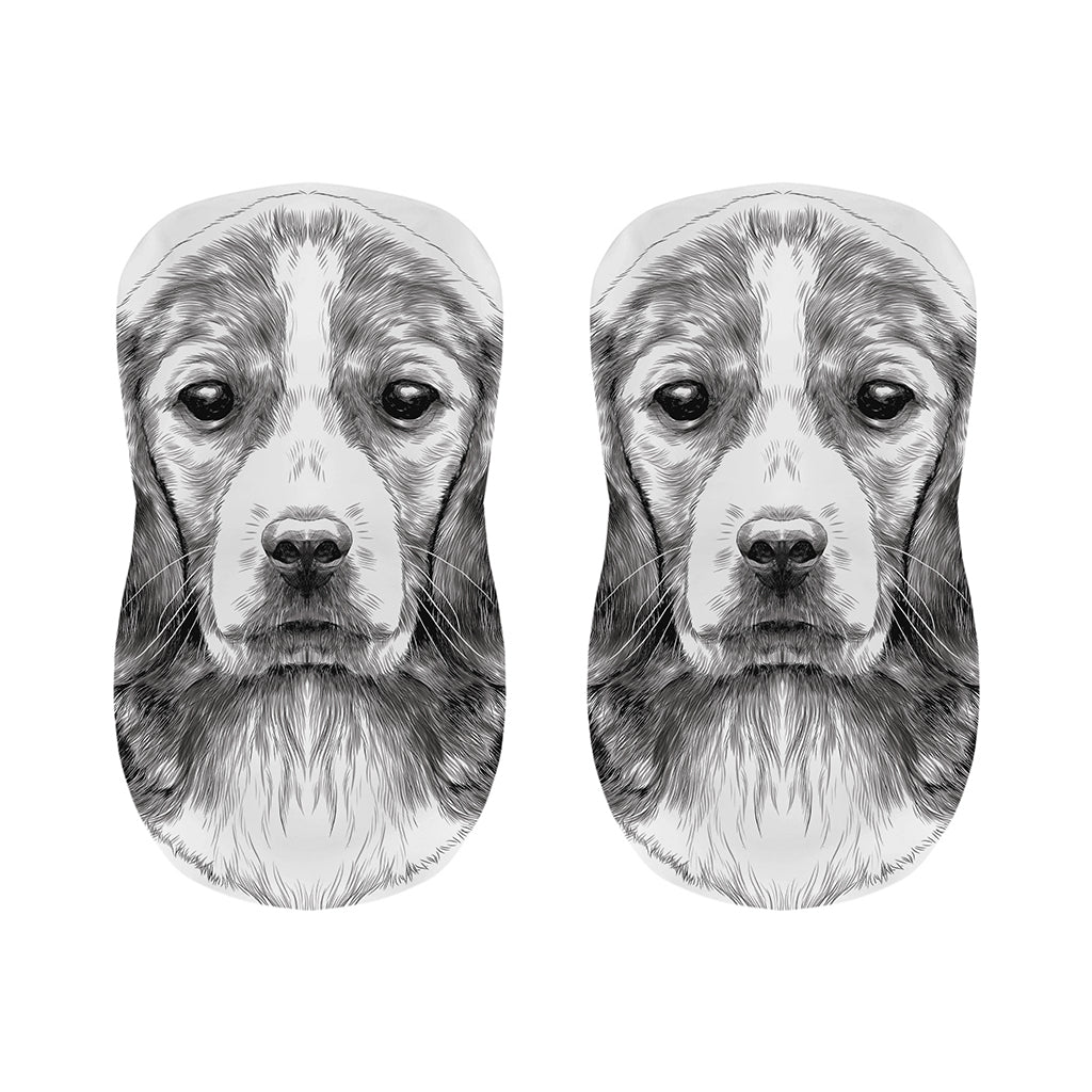 Black And White Drawing Beagle Print Bar Stool Covers