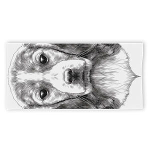 Black And White Drawing Beagle Print Beach Towel