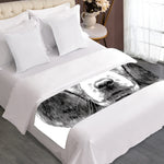 Black And White Drawing Beagle Print Bed Runner