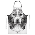 Black And White Drawing Beagle Print Bib Apron With Pocket