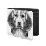 Black And White Drawing Beagle Print Bifold Wallet