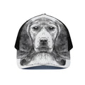 Black And White Drawing Beagle Print Black Mesh Trucker Hat