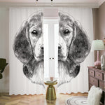 Black And White Drawing Beagle Print Blackout Pencil Pleat Curtains