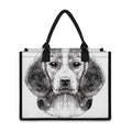 Black And White Drawing Beagle Print Canvas Tote Bag
