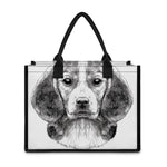 Black And White Drawing Beagle Print Canvas Tote Bag